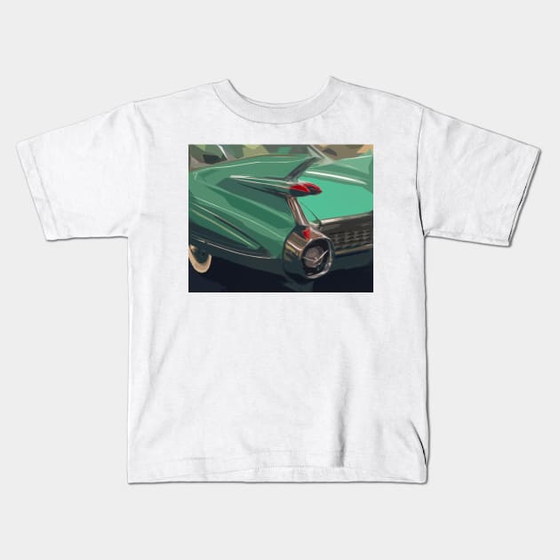 Green Cadillac Kids T-Shirt by markvickers41